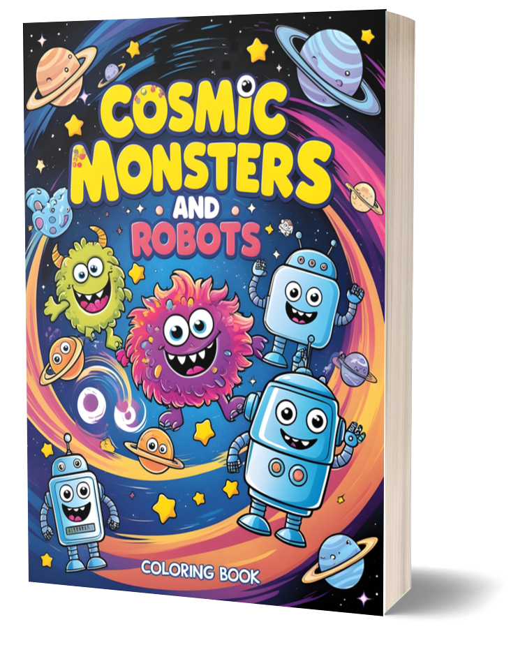 Cosmic Monsters and Robots Coloring Book